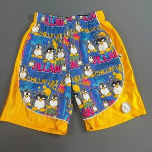 Flow Society Youth Large Reversible Lacrosse Shorts Villain Penguin Yellow Blue